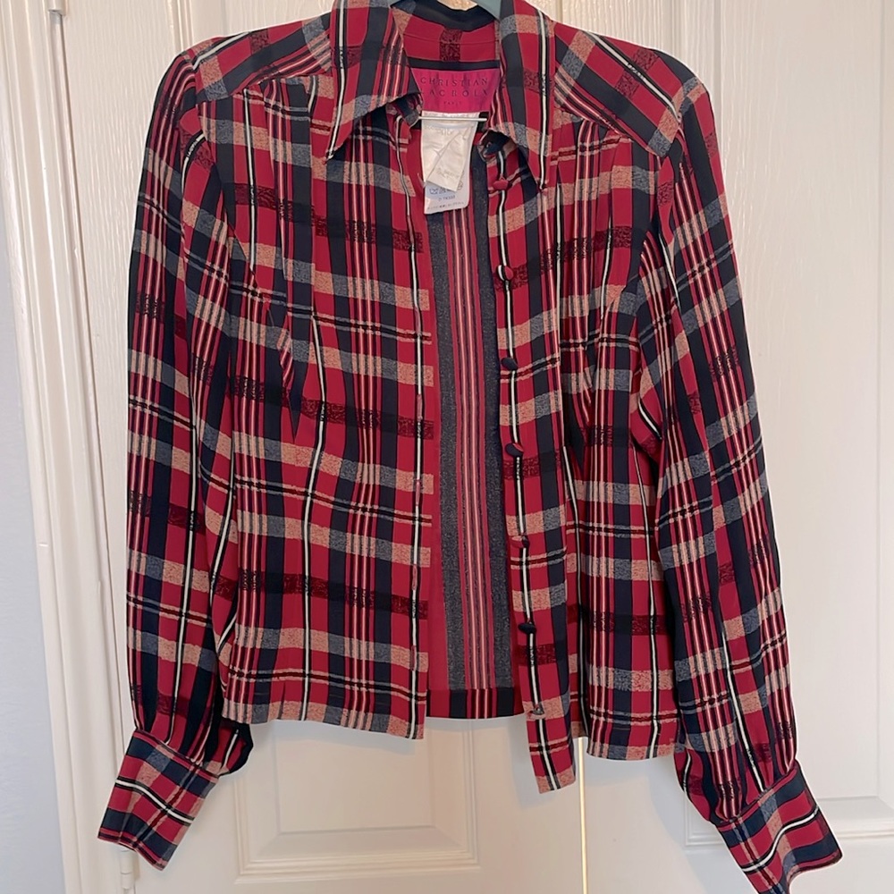 Christian Lacroix Paris long sleeved plaid top